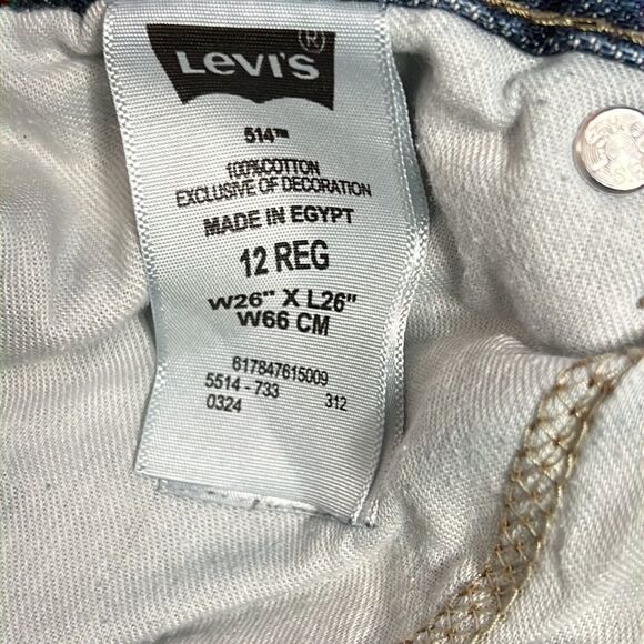 Levi’s 514 Slim Straight Boys Youth Unisex Distressed Denim Jeans 12Reg 26x26 - Picture 6 of 6